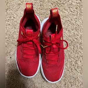 Curry Under Armour red basketball shoes